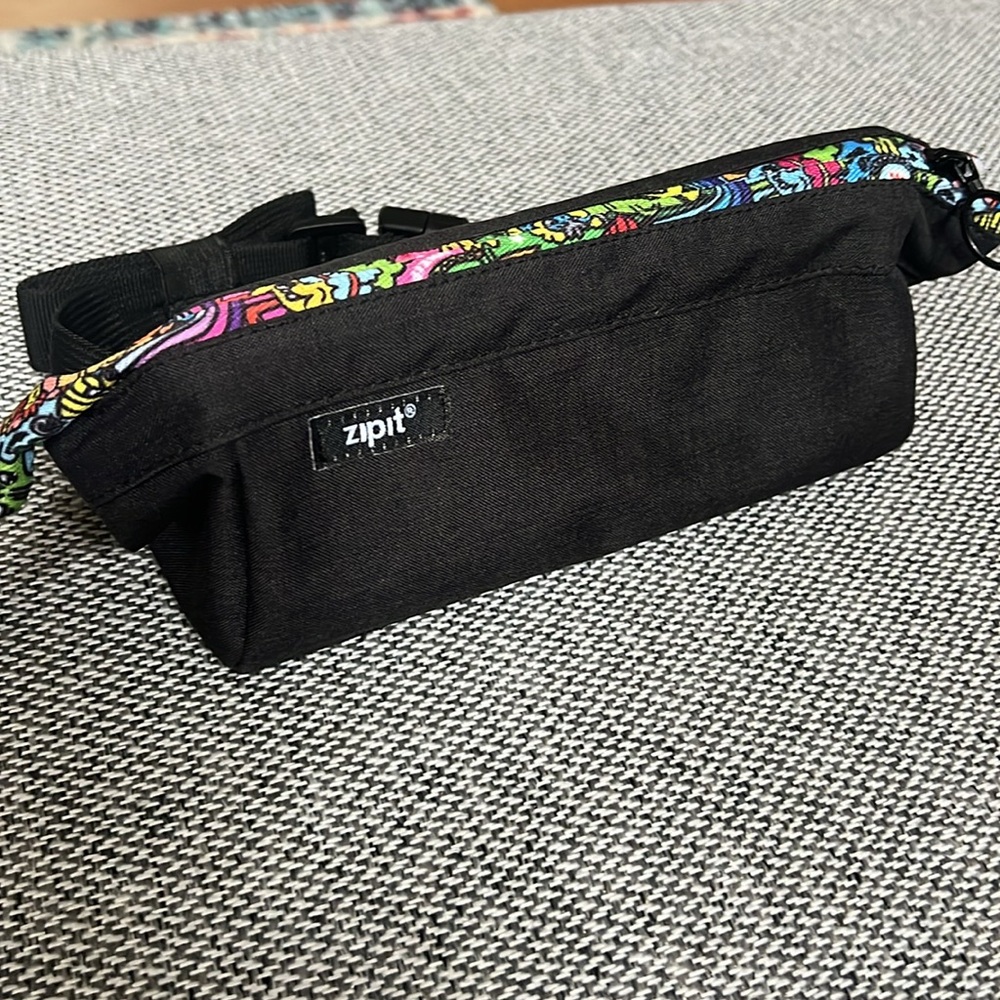 ZIPIT Lenny Pencil Case - Black with Colorful Interior and waist strap New! - Picture 2 of 10